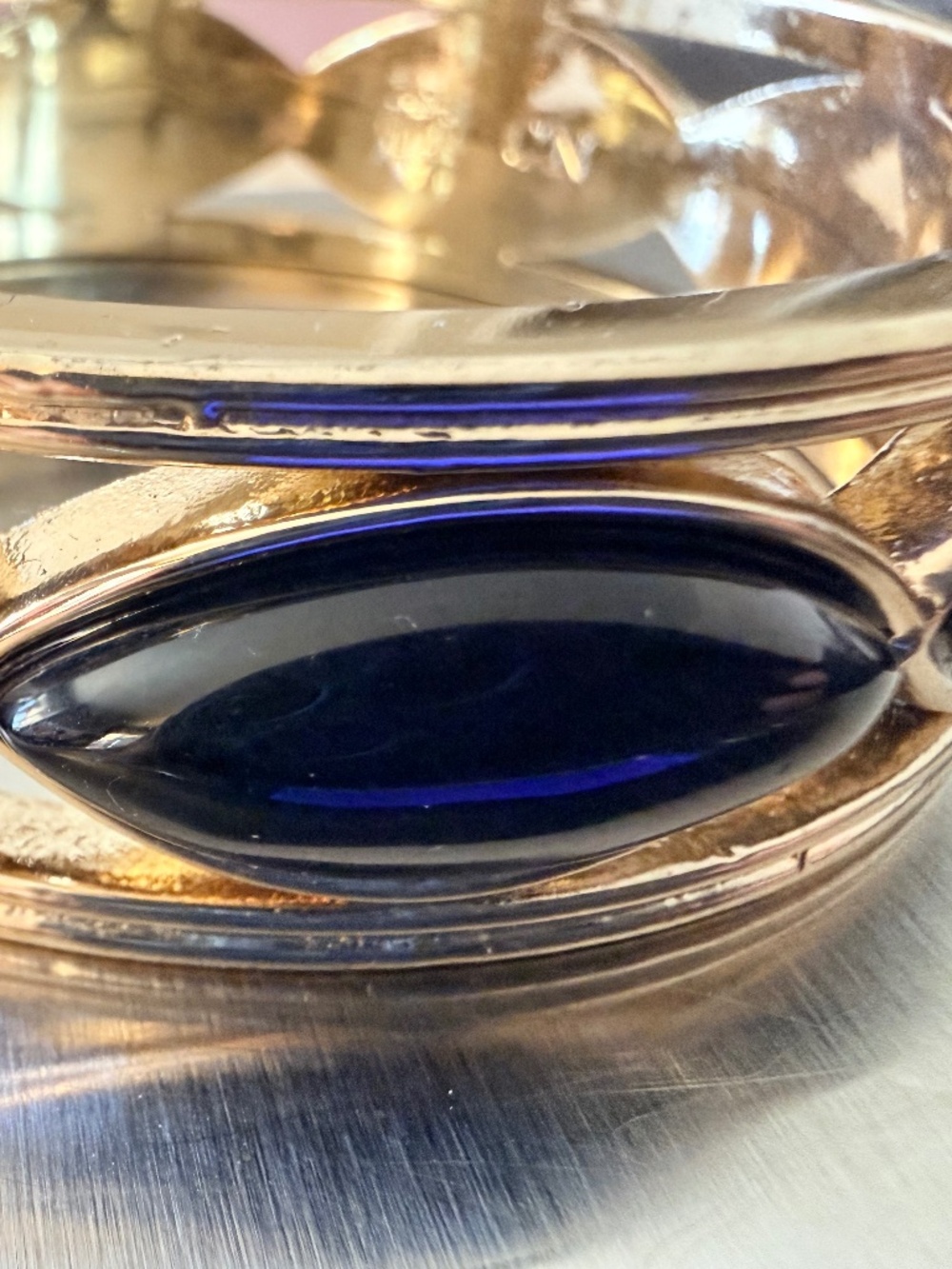 Gold Tone Bracelet with Black Enamel Accent - Picture 2 of 6
